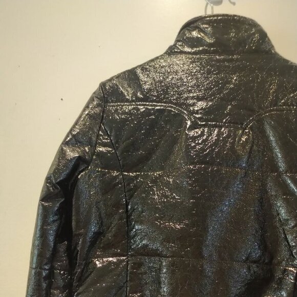 NWOT Sandwich Wet look Bomber Jacket Biker Moto Jacket vinyl look Mobwife Jacket - Picture 10 of 16